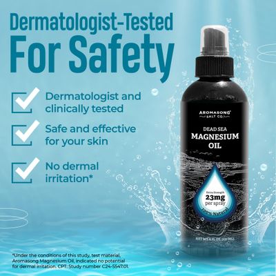 Aromasong Extra Strength Ultra-Pure Magnesium Spray (23mg Magnesium in Each Spray) 8 Oz, Magnesium Oil is Known to be Used for Leg Discomfort and Promotes a Calm Sleep.