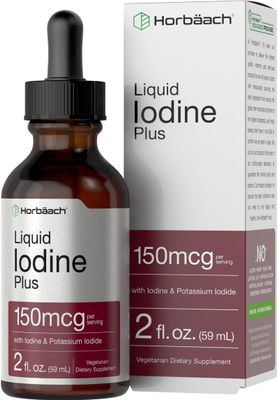 Horbach Liquid Iodine Drops | 2 fl oz | 150 mcg | Iodine &amp; Potassium Iodide Liquid Tincture | Vegetarian, Non-GMO, Gluten Free Supplement