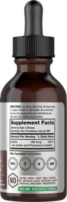 Horbach Liquid Iodine Drops | 2 fl oz | 150 mcg | Iodine &amp; Potassium Iodide Liquid Tincture | Vegetarian, Non-GMO, Gluten Free Supplement