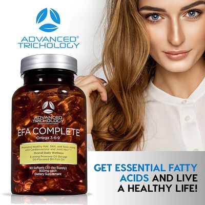EFA COMPLETE with Optimal OMEGA 3 6 9 levels of High Potency Flax Oil, Fish Oil, Borage Oil, and Evening Primrose Oil 800mgs (90count) 3rd Party Tested - High in GLA and 369 Omegas