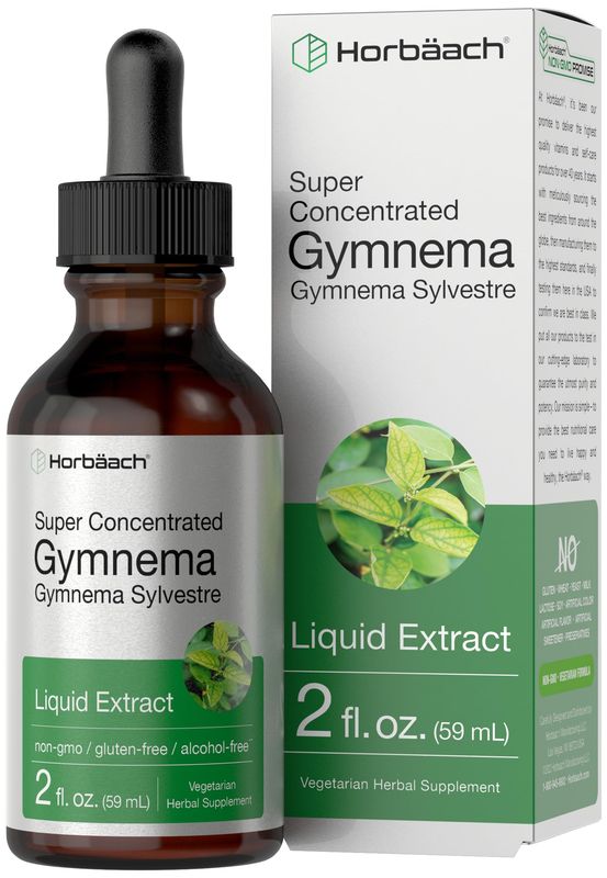 Horbach Gymnema Sylvestre Liquid | 2 fl oz | Alcohol Free Supplement | Super Concentrated Leaf Extract Drops | Vegetarian, Non-GMO, Gluten Free