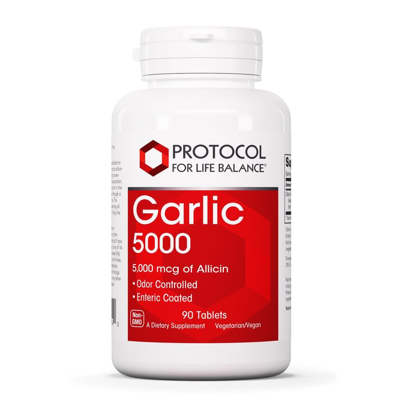 Protocol Garlic 5,000-5,000mcg Allicin Supplement - Odor Controlled, Enteric Coated - Vegan &amp; Kosher - 90 Tablets