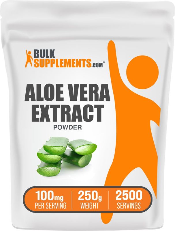 BulkSupplements.com Aloe Vera Extract Powder - Aloe Vera Supplement, Aloe Vera Powder - Herbal Supplement, Pure &amp; Gluten Free, 100mg per Serving, 250g (8.8 oz) (Pack of 1)