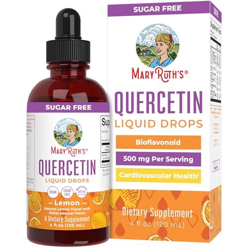 MaryRuth Organics Quercetin Liquid Drops | Sugar Free | Liquid Quercetin 500mg for Adults &amp; Kids | Cardiovascular Health for Adults | Bioflavonoid | Vegan | Non-GMO | Gluten Free | 4 Fl Oz