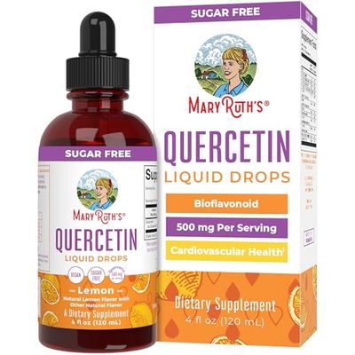 MaryRuth Organics Quercetin Liquid Drops | Sugar Free | Liquid Quercetin 500mg for Adults &amp; Kids | Cardiovascular Health for Adults | Bioflavonoid | Vegan | Non-GMO | Gluten Free | 4 Fl Oz