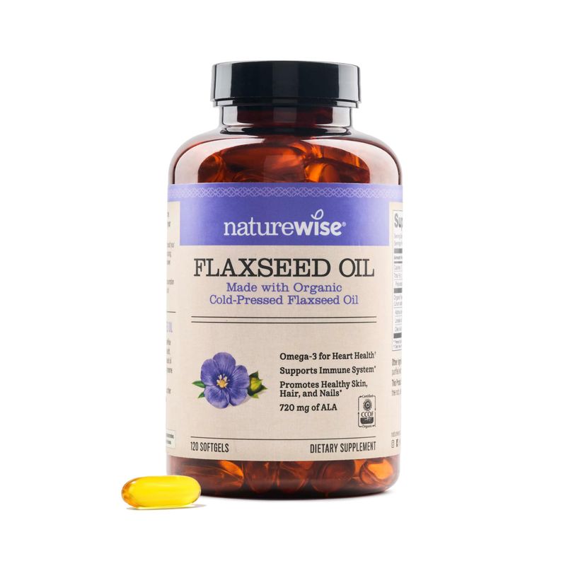 NatureWise Flaxseed Oil 1200 mg, Fish Free Omega 3 Supplement with 720mg ALA, Omega 3 6 9, Heart Health Support - Made with Organic, Cold Pressed Oil, Non-GMO - 120 Softgels[4-Month Supply]