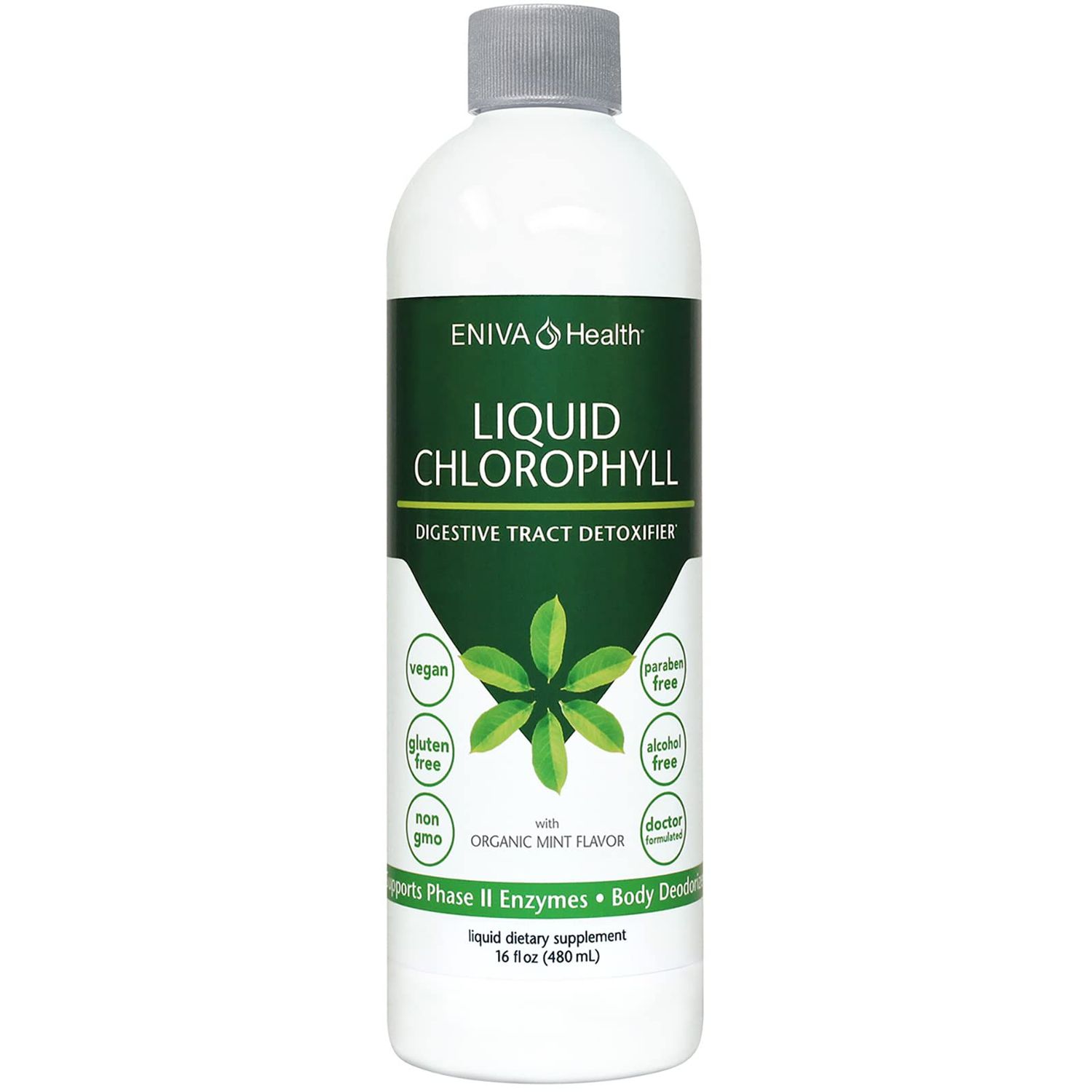 Eniva Health Liquid Chlorophyll Vegan | Immunity | Detox &amp; Cleanse | Clear Skin | Energy Boost | Gut Health | Internal Deodorant | USA Manufacture | Mulberry Source | Mint |16 Fl Oz Bottle