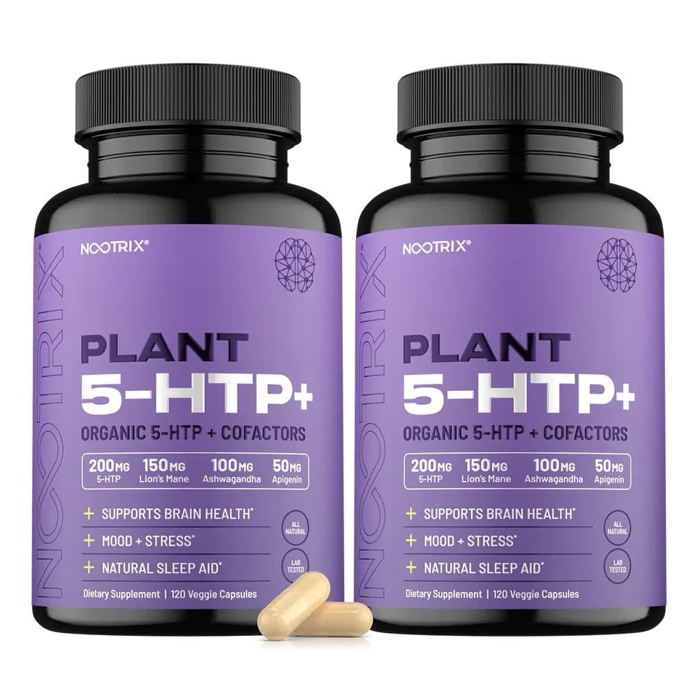 Organic Plant 5 HTP+ Cofactor, 200mg | Brain Supplement, Supports Mood, Cognitive Health &amp; Better Sleep | Vitamin B6 &amp; L Theanine | 240 Capsules