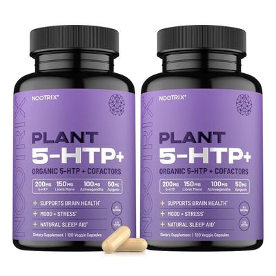 Organic Plant 5 HTP+ Cofactor, 200mg | Brain Supplement, Supports Mood, Cognitive Health &amp; Better Sleep | Vitamin B6 &amp; L Theanine | 240 Capsules