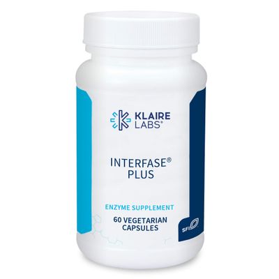 Klaire Labs Interfase Plus - Enzyme Combination to Disrupt biofilm Matrix + EDTA - Gastrointestinal System, Gut Flora, Biofilm &amp; Detox Support (60 Capsules)