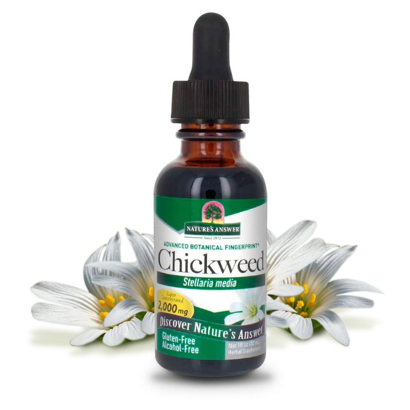 Nature's Answer Alcohol-Free Chickweed Stelleria Media 2000mg 1oz Extract | Herbal Supplement | Promotes Digestion | Non GMO, Kosher, Gluten Free, Vegan | Single Count