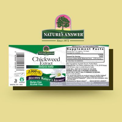Nature's Answer Alcohol-Free Chickweed Stelleria Media 2000mg 1oz Extract | Herbal Supplement | Promotes Digestion | Non GMO, Kosher, Gluten Free, Vegan | Single Count