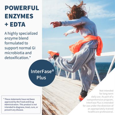 Klaire Labs Interfase Plus - Enzyme Combination to Disrupt biofilm Matrix + EDTA - Gastrointestinal System, Gut Flora, Biofilm &amp; Detox Support (60 Capsules)