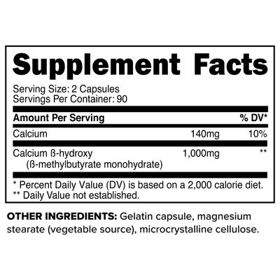 Primaforce HMB (Beta-Hydroxy Beta-Methylbutyrate) 1000mg, 180 Capsules (500mg Per Capsule) - Gluten Free and Non-GMO Supplement
