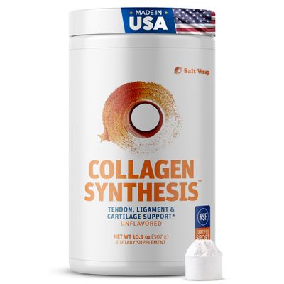 SaltWrap Collagen Synthesis Powder - Collagen Peptides for Joint Recovery with Fortigel &amp; Tendoforte, Collagen for Women, Collagen for Men, Collagen Protein, Supports Tendons, Ligaments, NSF Certified