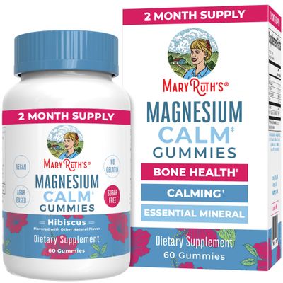 Calm Magnesium Citrate Gummies by MaryRuth&#39;s | 2 Month Supply | Sugar Free | Magnesium Supplement | Magnesium Supplement for Adults | Stress Relief | Bone Health | Vegan | 60 Count