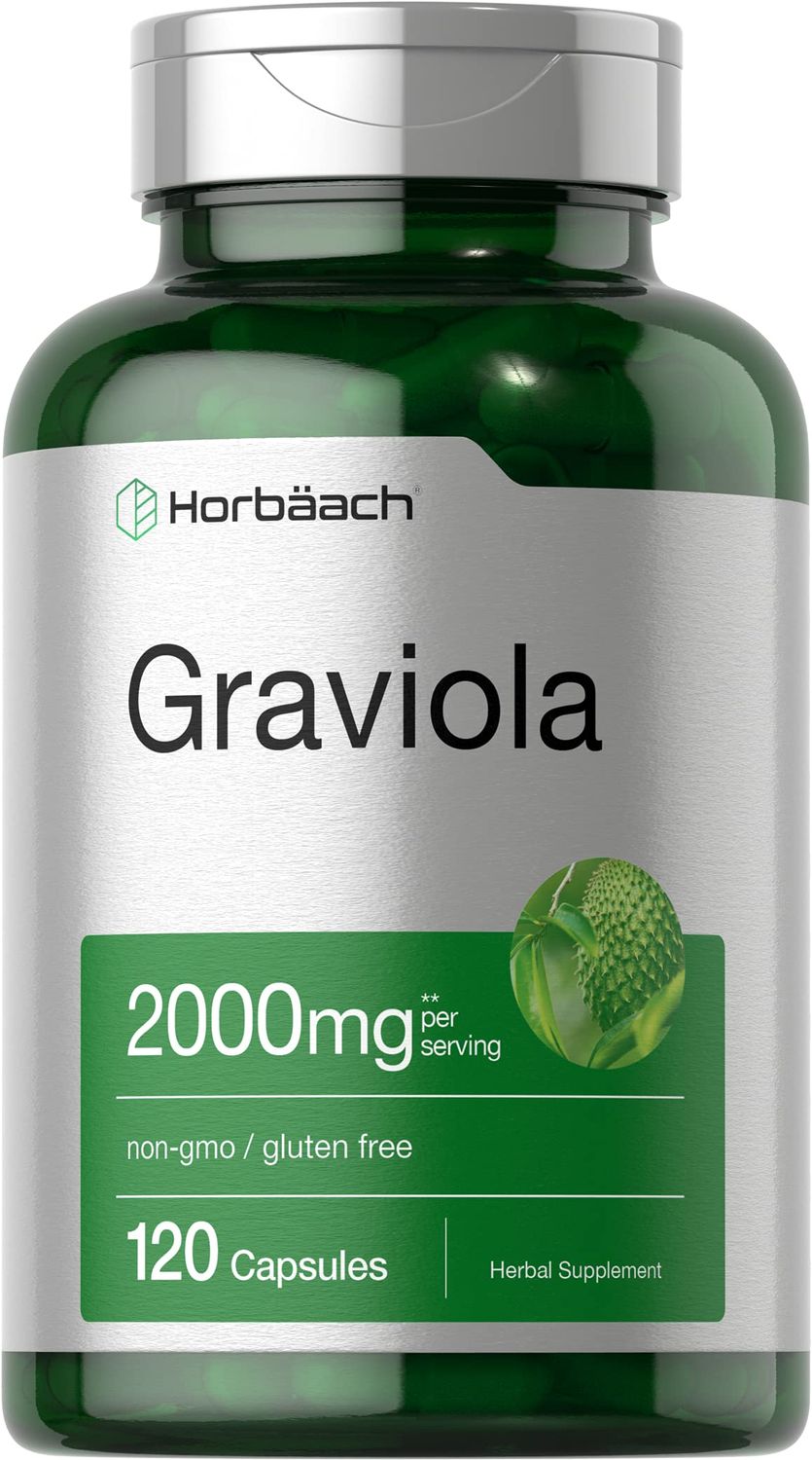 Horbach Graviola Extract 2000 mg 120 Capsules | Non-GMO, Gluten Free | Soursop (Annona Muricata)