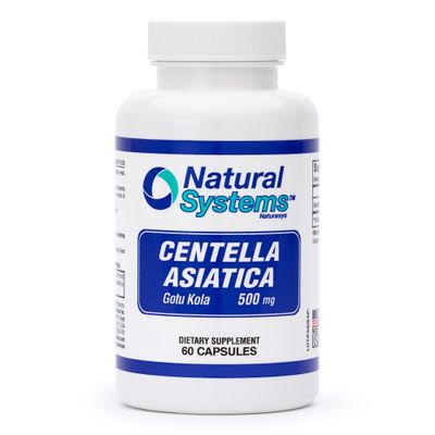 Centella Asiatica Capsules 500 mg 60 Capsules by Natural Systems - Gotu Kola Herb Moisturizer for Your Skin - Gotu Kola Capsules Extract Also Beneficial for Calming Mind Tiredness