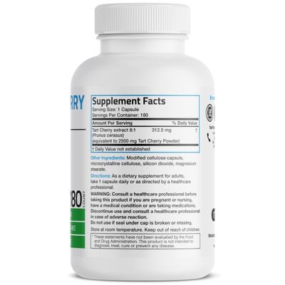 Bronson Tart Cherry Extract 2500 mg Vegetarian Capsules with Antioxidants and Flavonoids Non-GMO, 180 Count