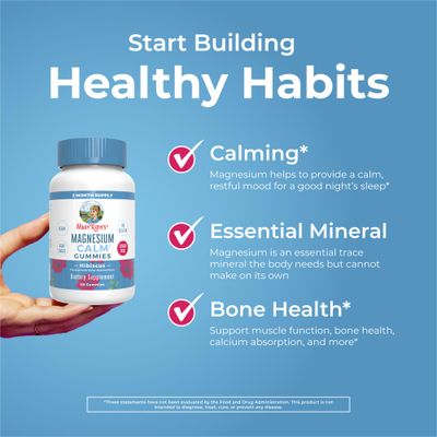 Calm Magnesium Citrate Gummies by MaryRuth's | 2 Month Supply | Sugar Free | Magnesium Supplement | Magnesium Supplement for Adults | Stress Relief | Bone Health | Vegan | 60 Count