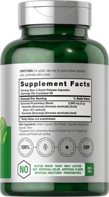 Horbach Graviola Extract 2000 mg 120 Capsules | Non-GMO, Gluten Free | Soursop (Annona Muricata)