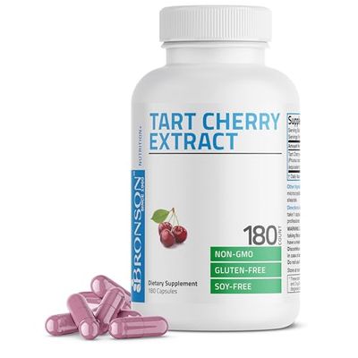 Bronson Tart Cherry Extract 2500 mg Vegetarian Capsules with Antioxidants and Flavonoids Non-GMO, 180 Count
