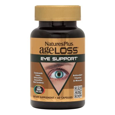 Natures Plus AgeLoss Eye Support - 60 Capsules - with Lutein, Astaxanthin &amp; Zeaxanthin - Vegetarian, Gluten Free - 30 Servings
