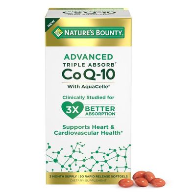 Nature&#39;s Bounty Advanced Triple Absorb Co Q-10, Heart Health, Rapid Release Softgels, 90 Ct