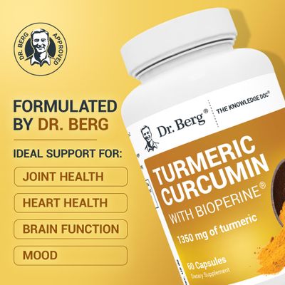 Dr. Berg (Only 2 Per Day) Turmeric Supplement with Black Pepper (BioPerine) - 1350 mg Turmeric Curcumin Supplement with 95% Curcuminoids - Turmeric Curcumin with Black Pepper - 60 Turmeric Capsules