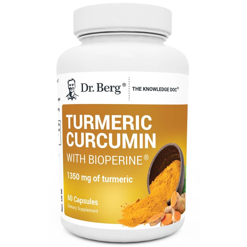 Dr. Berg (Only 2 Per Day) Turmeric Supplement with Black Pepper (BioPerine) - 1350 mg Turmeric Curcumin Supplement with 95% Curcuminoids - Turmeric Curcumin with Black Pepper - 60 Turmeric Capsules
