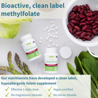 Pure Folate 400mcg, Optimized Methylfolate 667 mcg DFE, MTHFR Supplement, Clean Label, 180 Small Tablets, Lab Verified, Vegan & Hypoallergenic, by Igennus