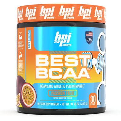 BPI Sports Best BCAA - The Building Blocks of Protein and Muscle - Supports Metabolism - Omega 6 - Passion Fruit, 30 Servings, 300 g