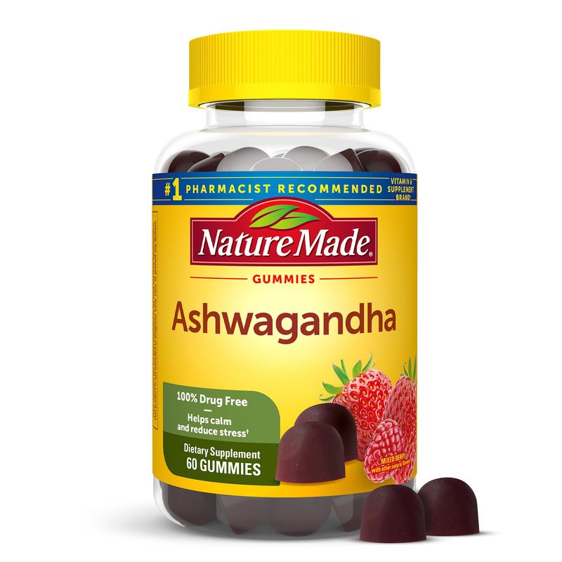 Nature Made Ashwagandha Gummies, Vegan, KSM 66 Ashwagandha for Stress Support, 60 Count, 30 Day Supply