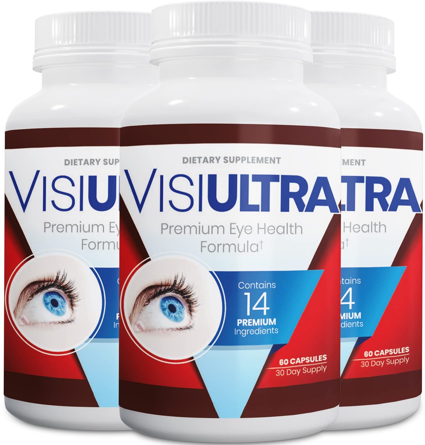 VisiUltra Eye Supplements for Adults - Best Capsules for Eye Health - Includes Vitamin &amp; Mineral for Healthy Clear Vision - Capsules for Eyesight Improvement (3 Pack)