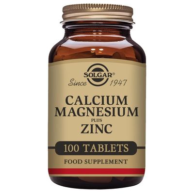Solgar Calcium Magnesium Plus Zinc, 100 Tablets - Promotes Healthy Bones and Teeth - Supports Nerve &amp; Muscle Function - Non GMO, Vegan, Gluten Free, Dairy Free, Kosher, Halal - 33 Servings