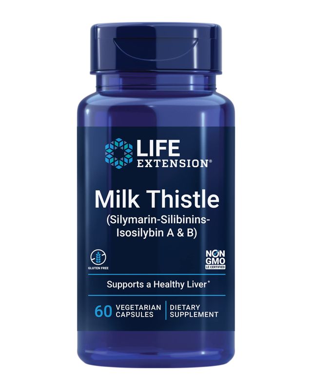 Life Extension Milk Thistle, silymarin, silibinins, isosilybin A &amp; B, Delivers Full-Spectrum Milk Thistle Benefits for Liver Health, Non-GMO, Gluten-Free, Vegetarian, 60 Capsules