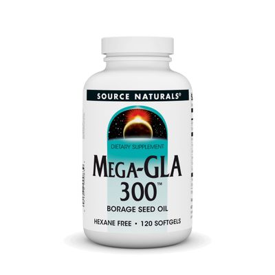 Source Naturals Mega-GLA 300 - Borage Seed Oil That is Hexane-Free - 120 Softgels