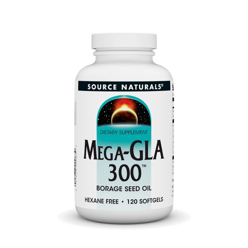 Source Naturals Mega-GLA 300 - Borage Seed Oil That is Hexane-Free - 120 Softgels