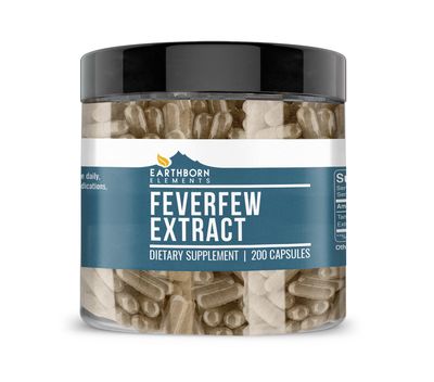 Earthborn Elements Feverfew Extract 200 Capsules, Pure &amp; Undiluted, No Additives