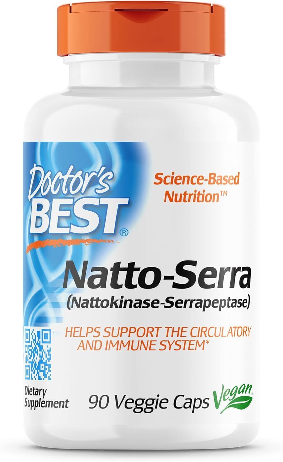 Doctor&#39;s Best Natto-Serra, Non-GMO, Vegan, Gluten Free, 90 Veggie Caps