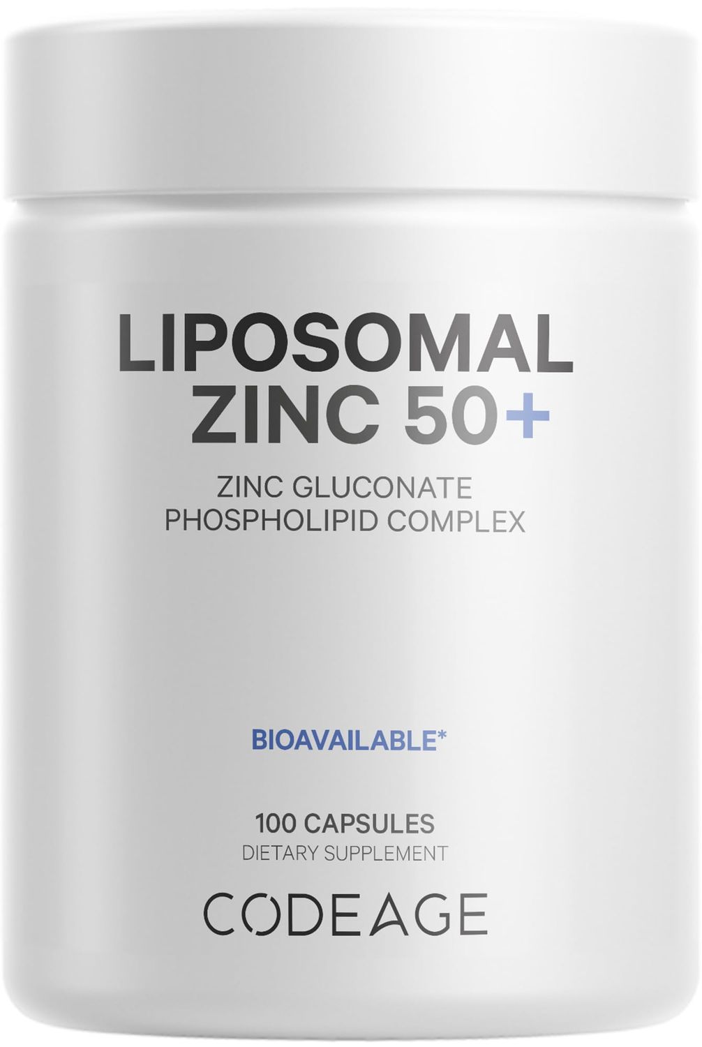 Codeage Liposomal Zinc Supplement - 3 Month Supply - One Per Day - 50 mg Zinc Gluconate Vitamin Pills - Essential Mineral Supplements Zinc Plus Liposomal Delivery Matrix - Vegan Non-GMO - 100 Capsules