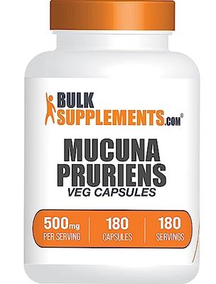 BulkSupplements.com Mucuna Pruriens Capsules - Herbal Supplements, Mucuna Pruriens Supplement, Velvet Beans - Vegan &amp; Gluten Free, 1 Capsule per Serving (500mg) - 180 Veg Capsules