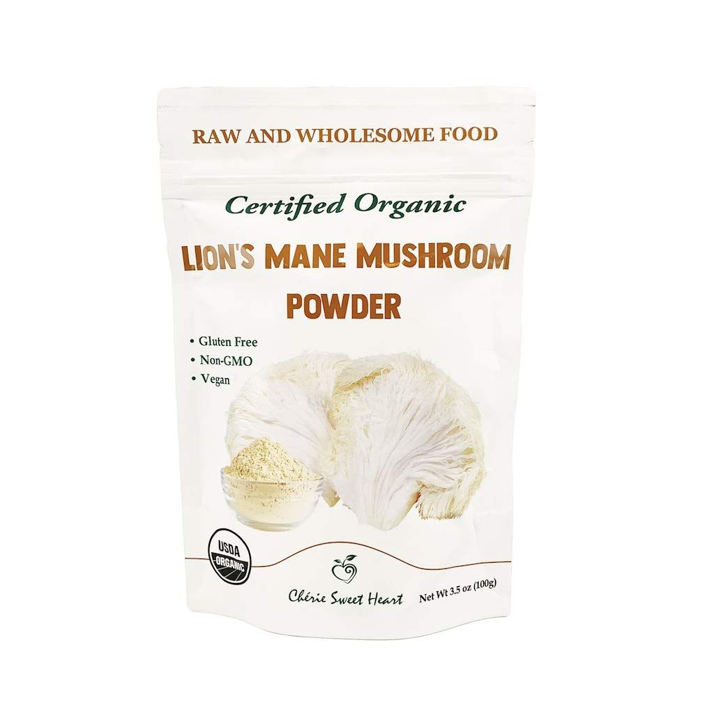 Cherie Sweet Heart Organic Mushroom Powder, Lion&#39;s Mane, 50 Servings, 3.5 Ounce, 100 Gram
