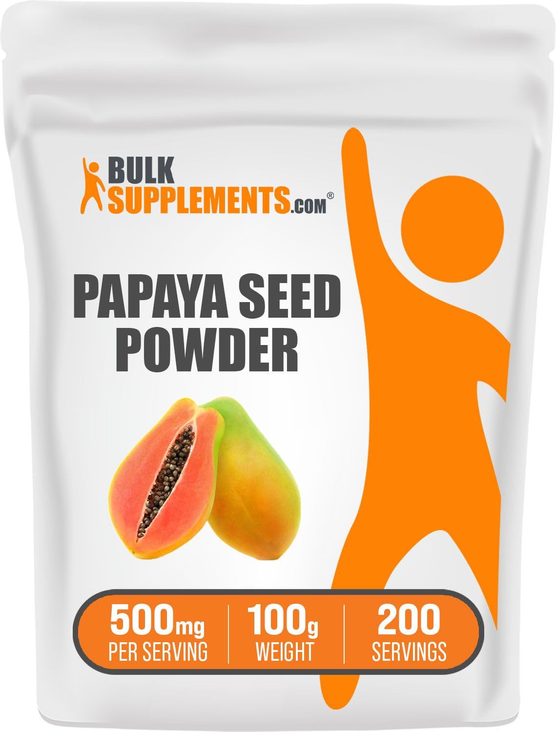 BulkSupplements.com Papaya Seed Powder - from Carica Papaya Seeds, Papaya Powder - Papaya Digestive Support, Gluten Free, 500mg per Serving, 100g (3.5 oz)