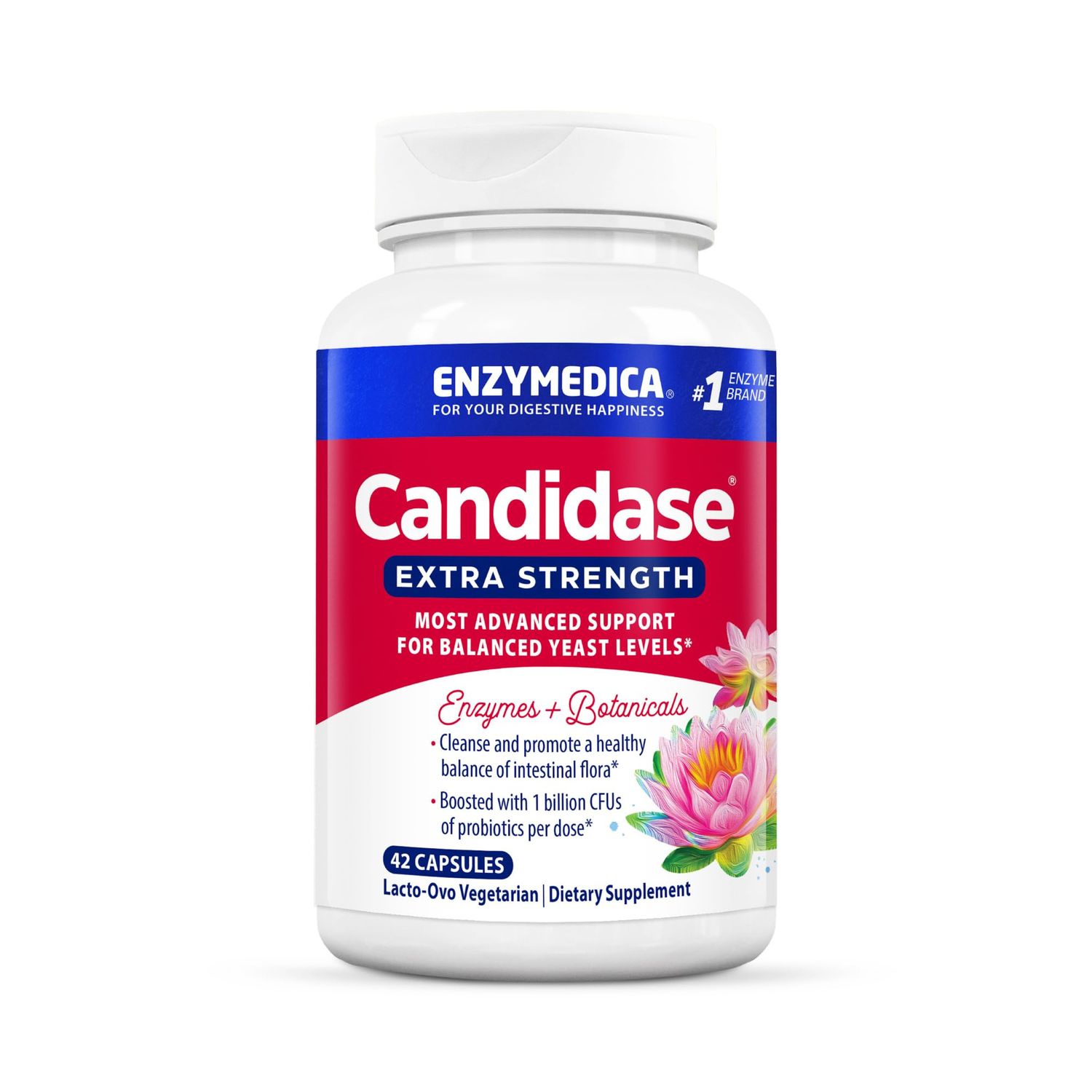 Enzymedica, Candidase Extra Strength 42 Capsules, Advanced Cleansing Support, with Digestive Enzymes, Probiotics &amp; Botanicals, 42 Count