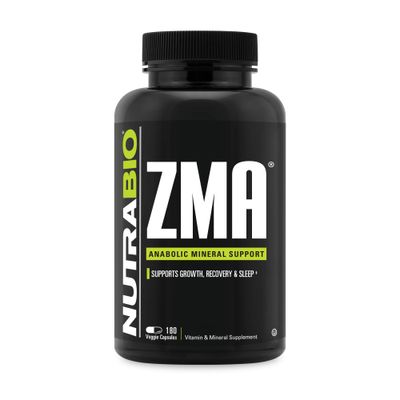 NutraBio ZMA Vegetable Supplement - Anabolic Mineral Support - 180 Capsules - Recovery, Growth, Sleep - Zinc, Magnesium, and B6 Formula