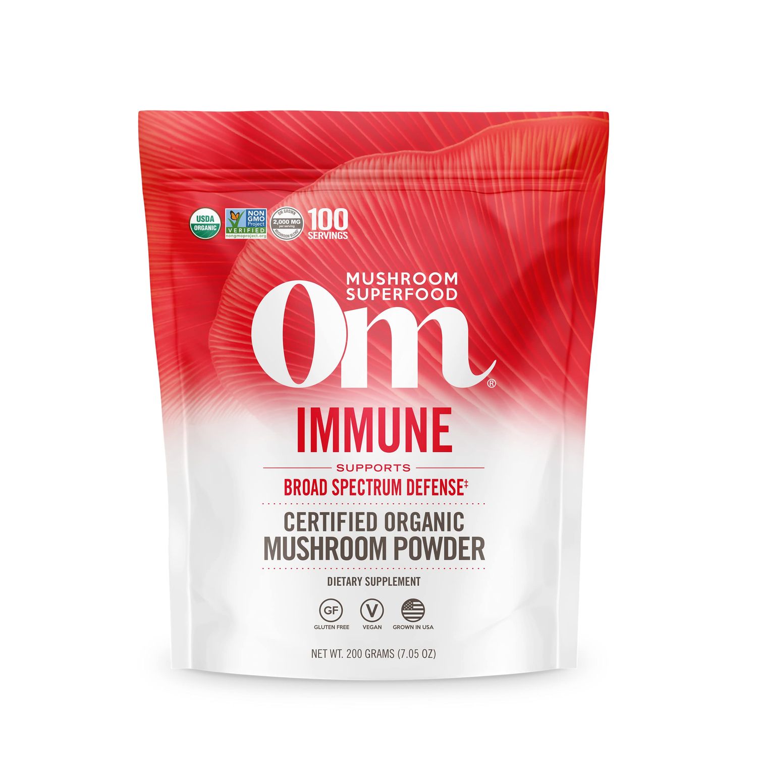 OM Mushroom Superfood Immune Blend Mushroom Powder Superfood Supplement, 7.05 Ounce Pouch, 100 Servings, Mushroom Blend, Reishi &amp; Turkey Tail; Daily Immune Support Supplement