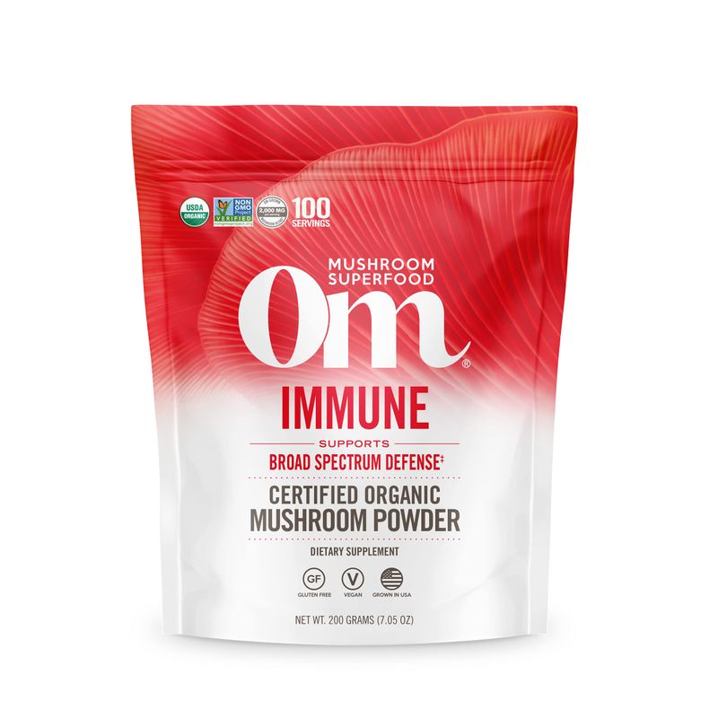 OM Mushroom Superfood Immune Blend Mushroom Powder Superfood Supplement, 7.05 Ounce Pouch, 100 Servings, Mushroom Blend, Reishi &amp; Turkey Tail; Daily Immune Support Supplement