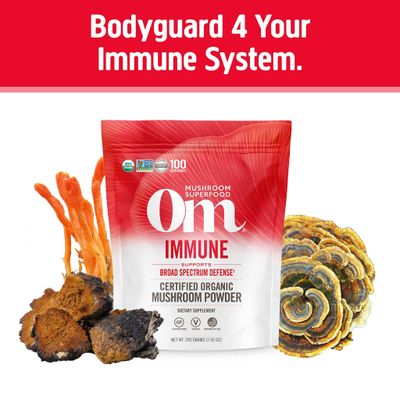 OM Mushroom Superfood Immune Blend Mushroom Powder Superfood Supplement, 7.05 Ounce Pouch, 100 Servings, Mushroom Blend, Reishi &amp; Turkey Tail; Daily Immune Support Supplement