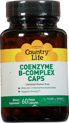 Country Life, Coenzyme B-Complex Vitamin, Support Energy and Metabolism, Daily Supplement, 60 ct